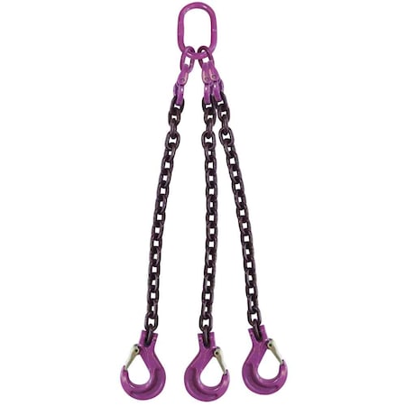 9/32 X 14' - 3 Leg Chain Sling W/ Sling Hooks - Grade 100